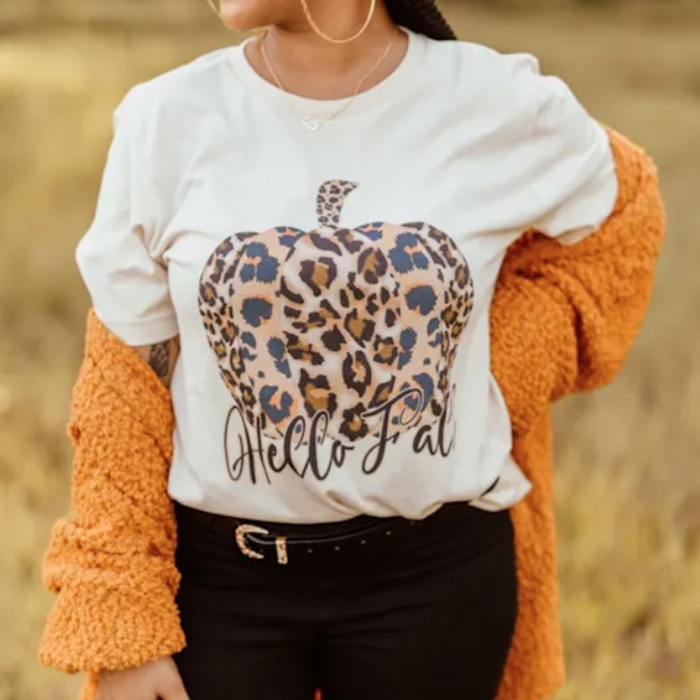 Hello Fall Leopard Graphic Top
